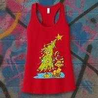 Christmas With Dog Max And Whoville Tree Dog Christmas Lights Women's Tank Top thumb 3