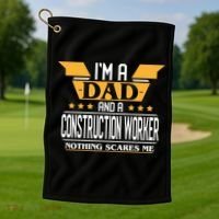 Construction Worker Dad Gift For Fathers Day Gift Golf Towel thumb 1