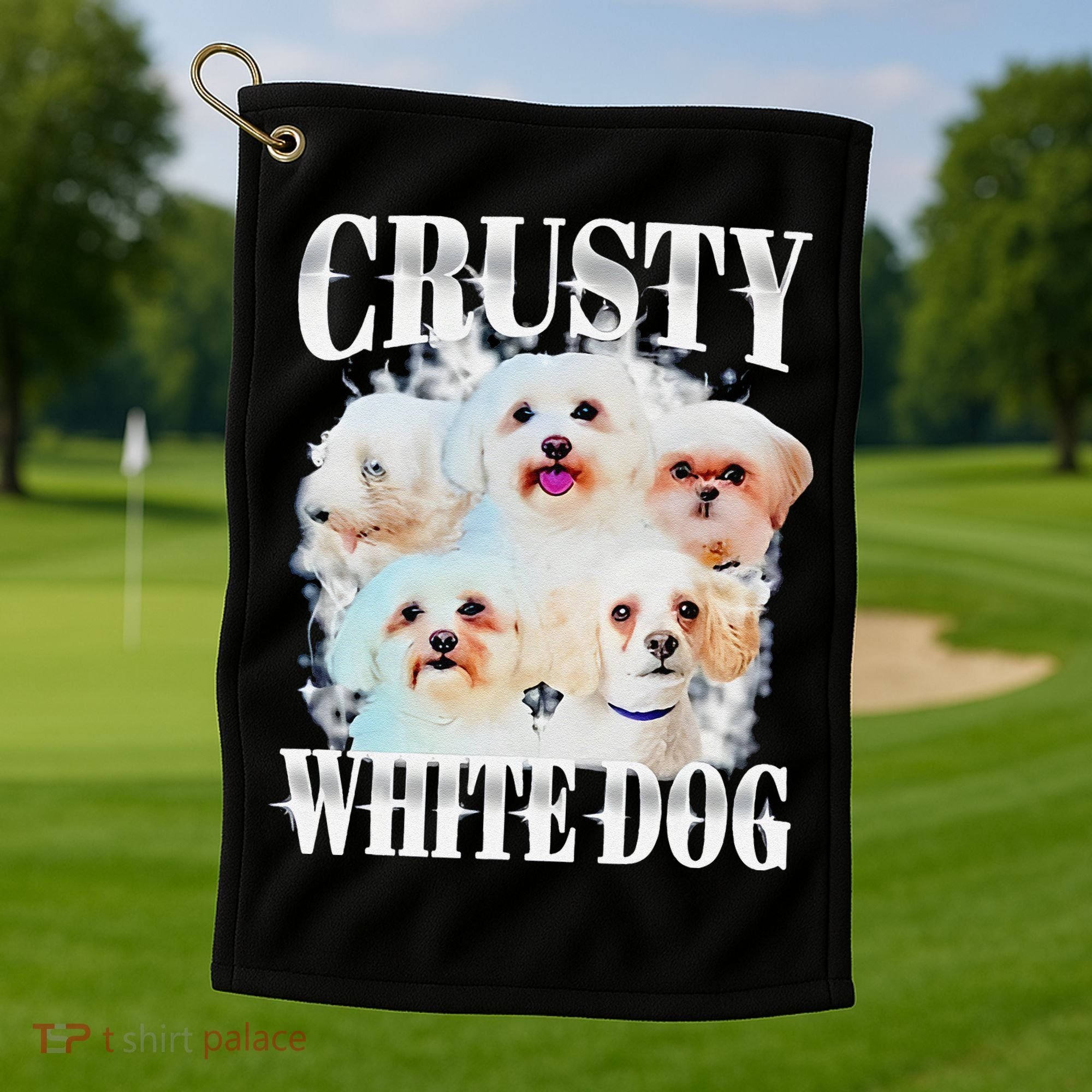 Crusty White Dog Funny For Golf Towel