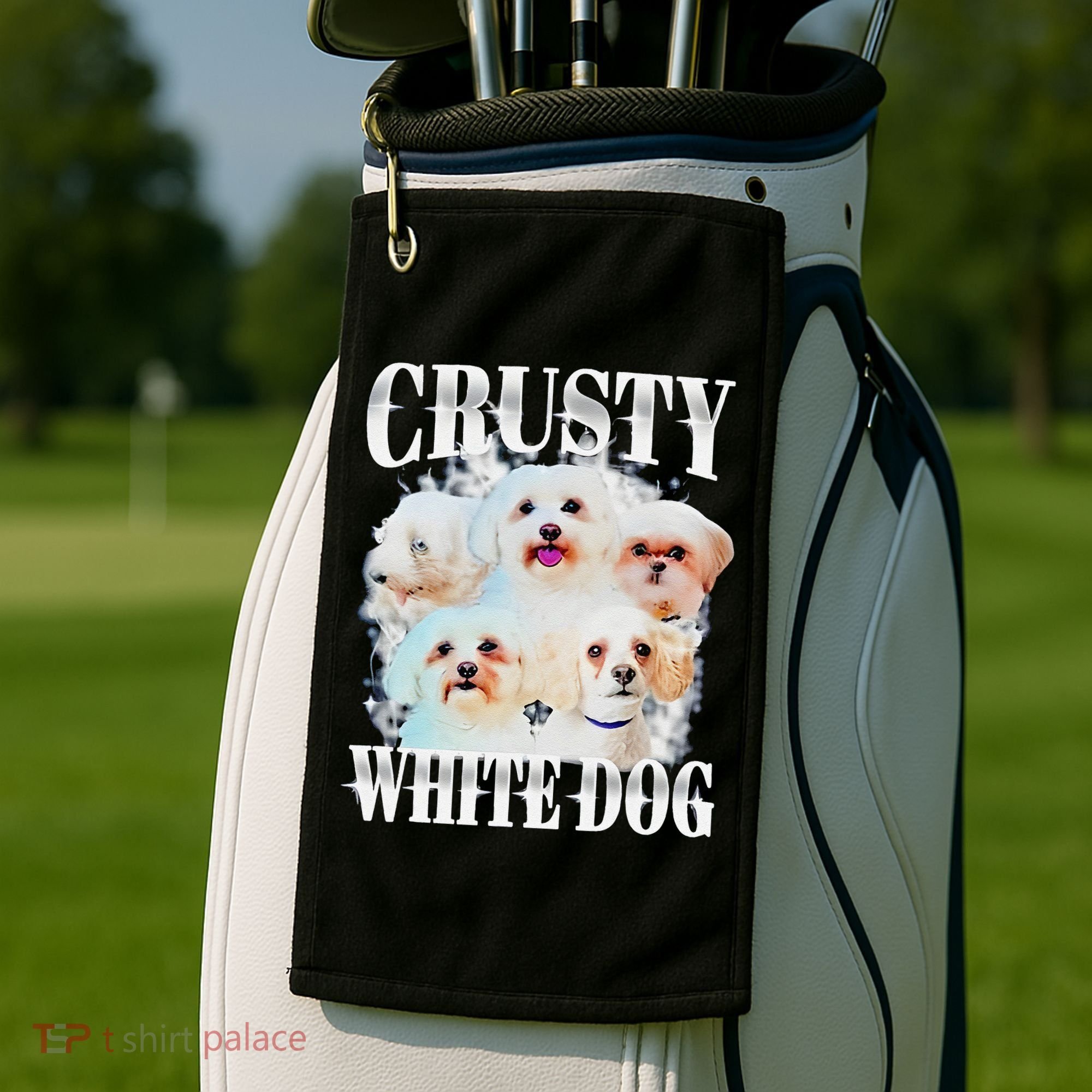 Crusty White Dog Funny For Golf Towel