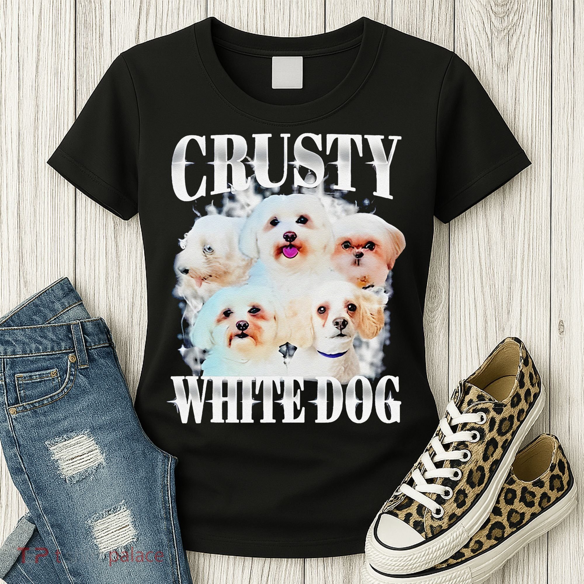 Crusty White Dog Funny For Women's T-Shirt