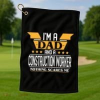 Construction Worker Dad Gift For Fathers Day Golf Towel thumb 1
