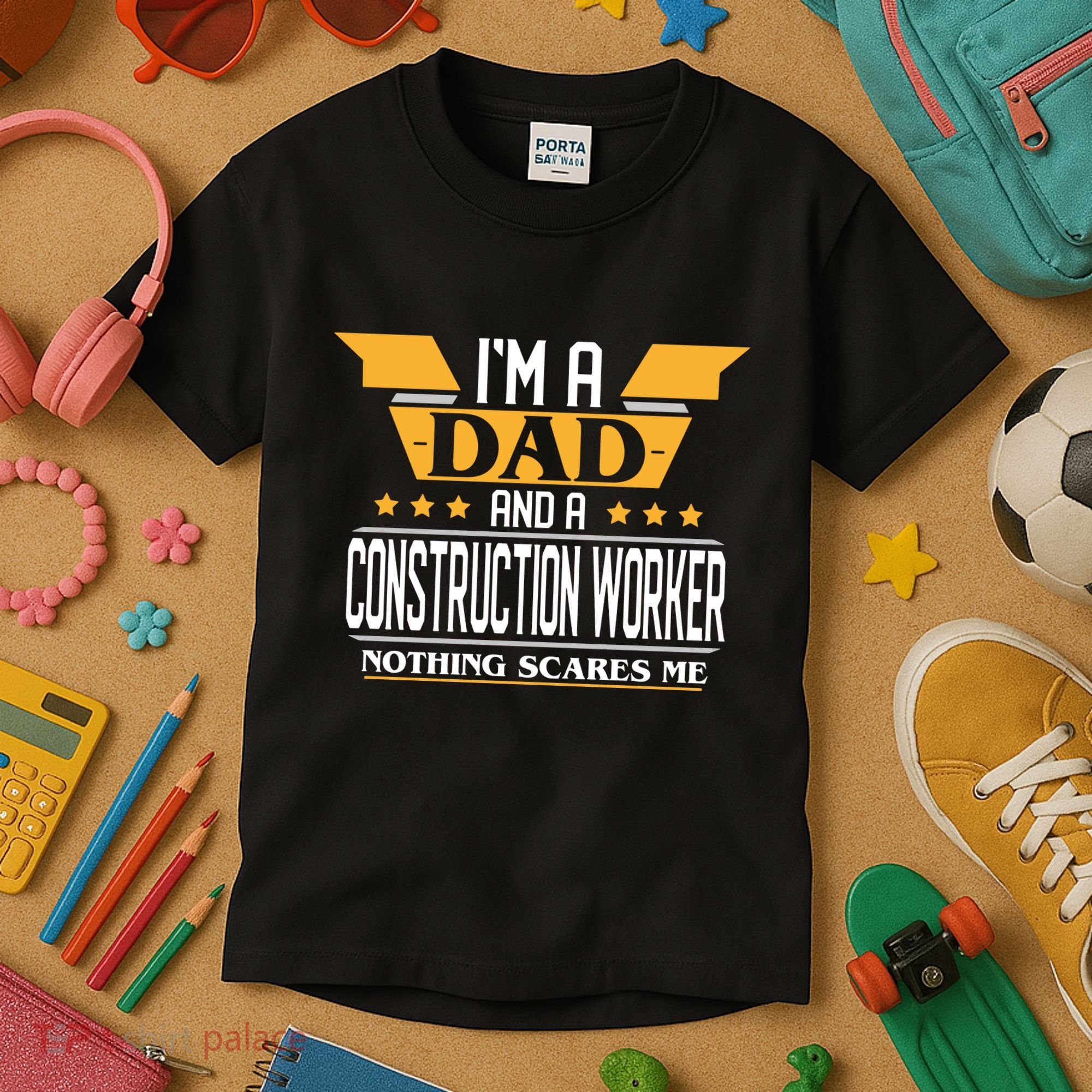 Construction Worker Dad Gift For Fathers Day Kids T-Shirt