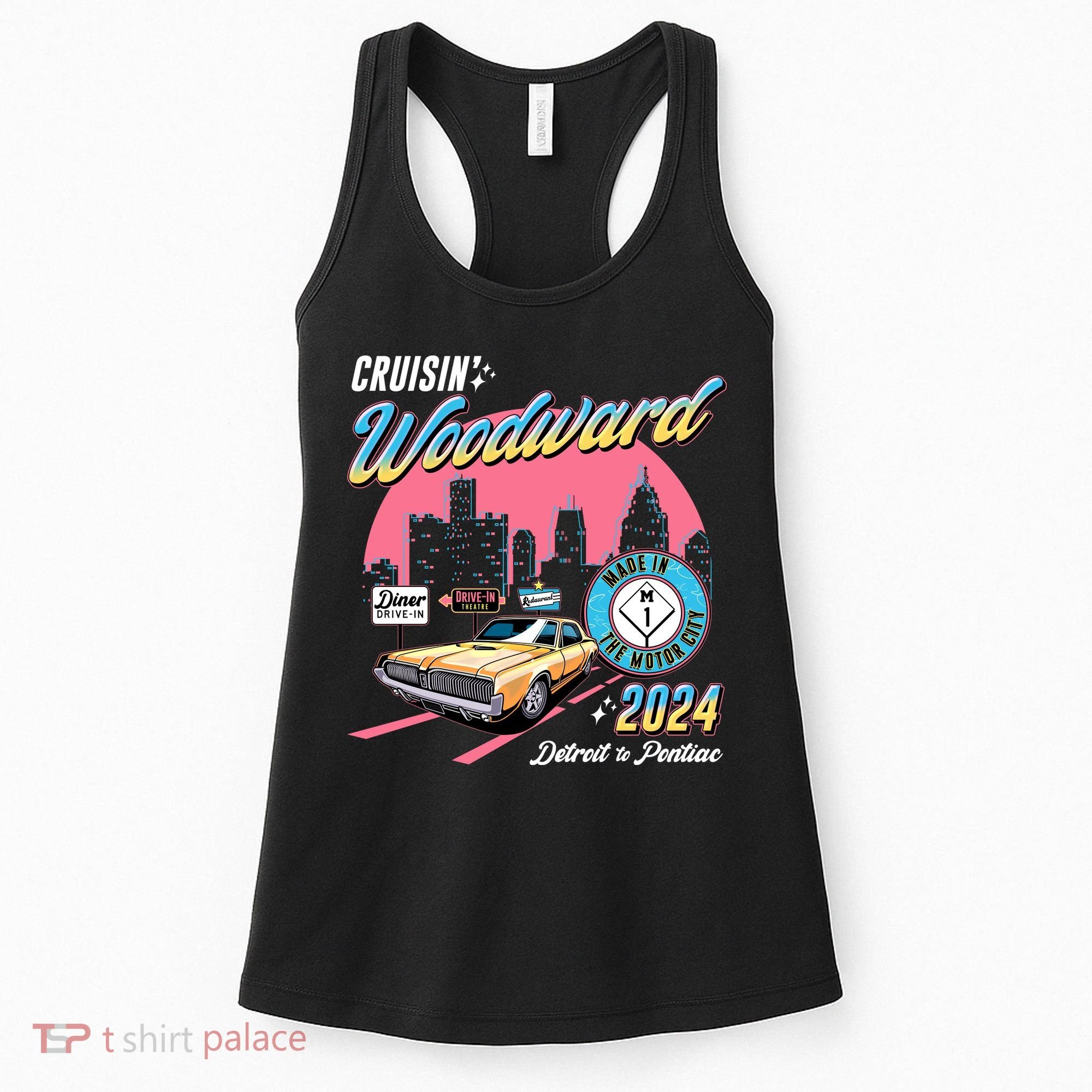 Cruisin Woodward Detroit To Pontiac 2024 Pink Version Women's Tank Top