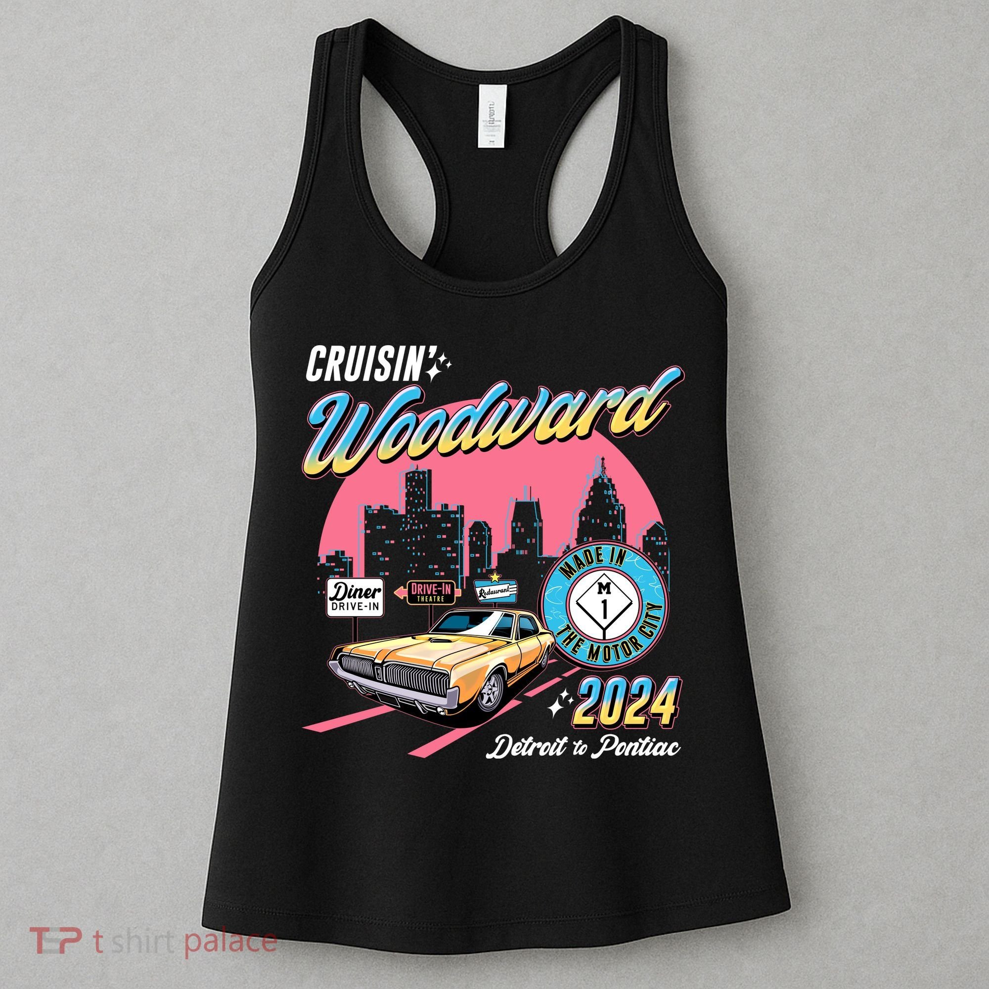 Cruisin Woodward Detroit To Pontiac 2024 Pink Version Women's Tank Top