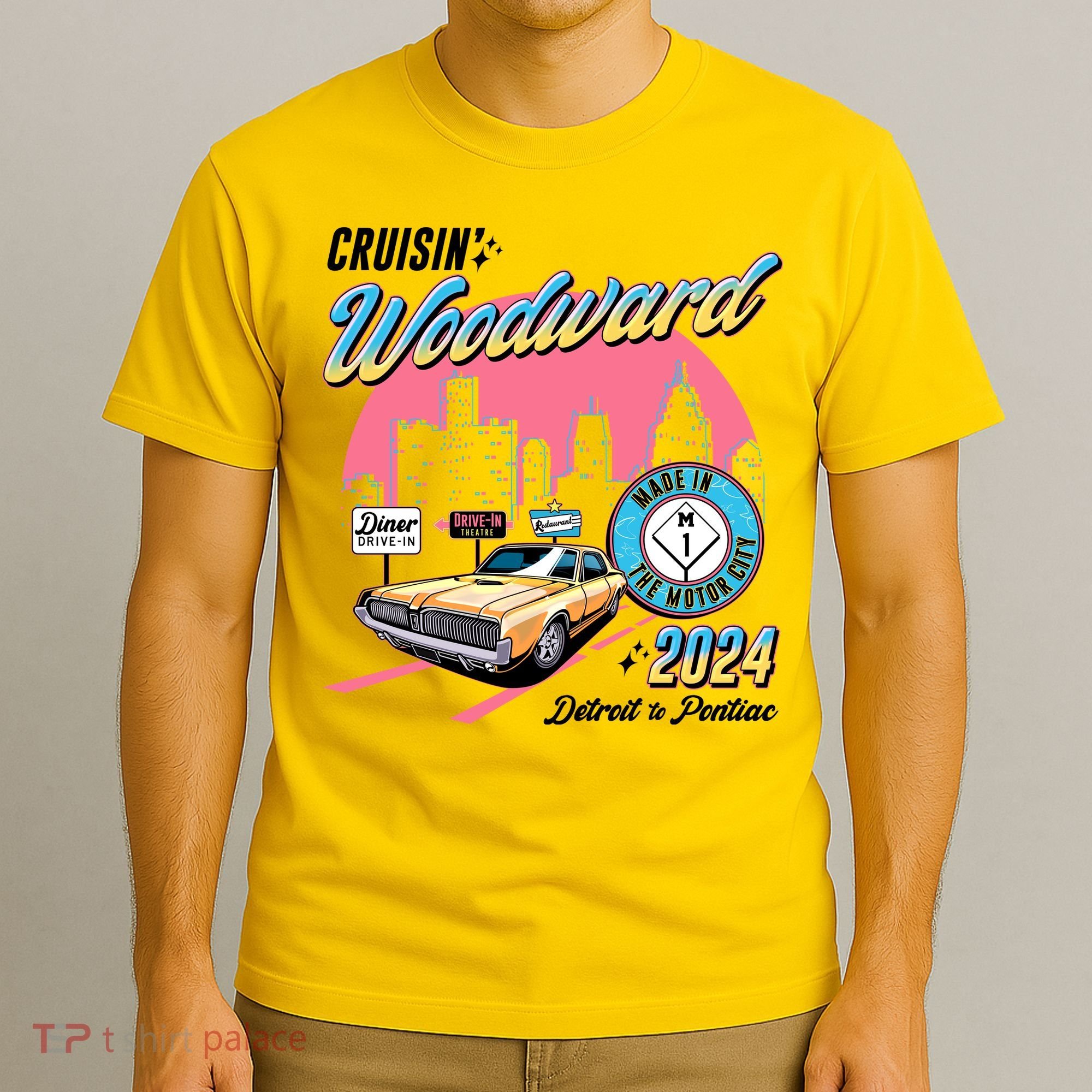Cruisin Woodward Detroit To Pontiac 2024 Pink Version T-Shirt