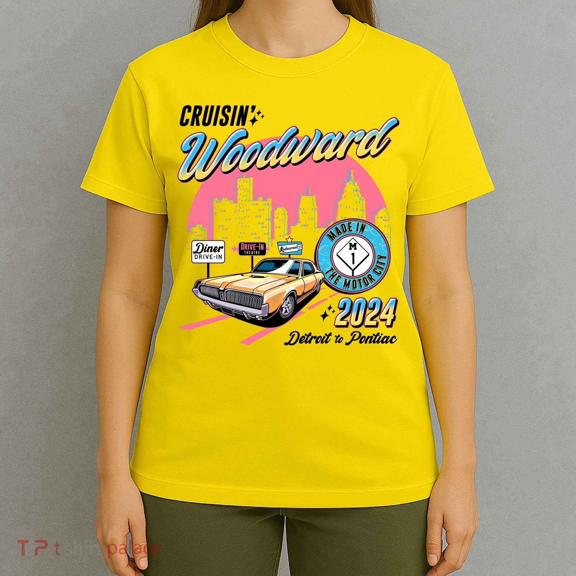 Cruisin Woodward Detroit To Pontiac 2024 Pink Version T-Shirt