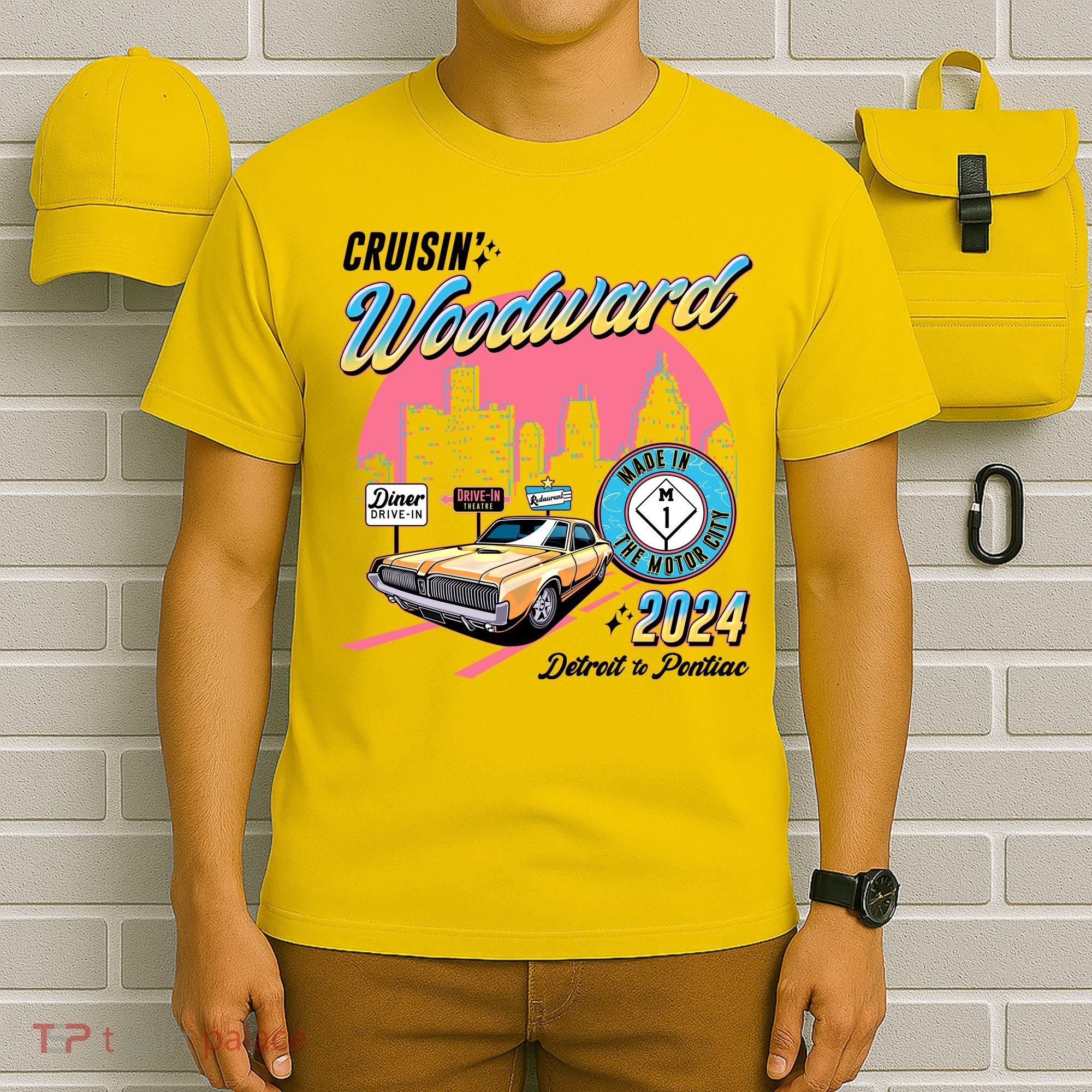 Cruisin Woodward Detroit To Pontiac 2024 Pink Version T-Shirt