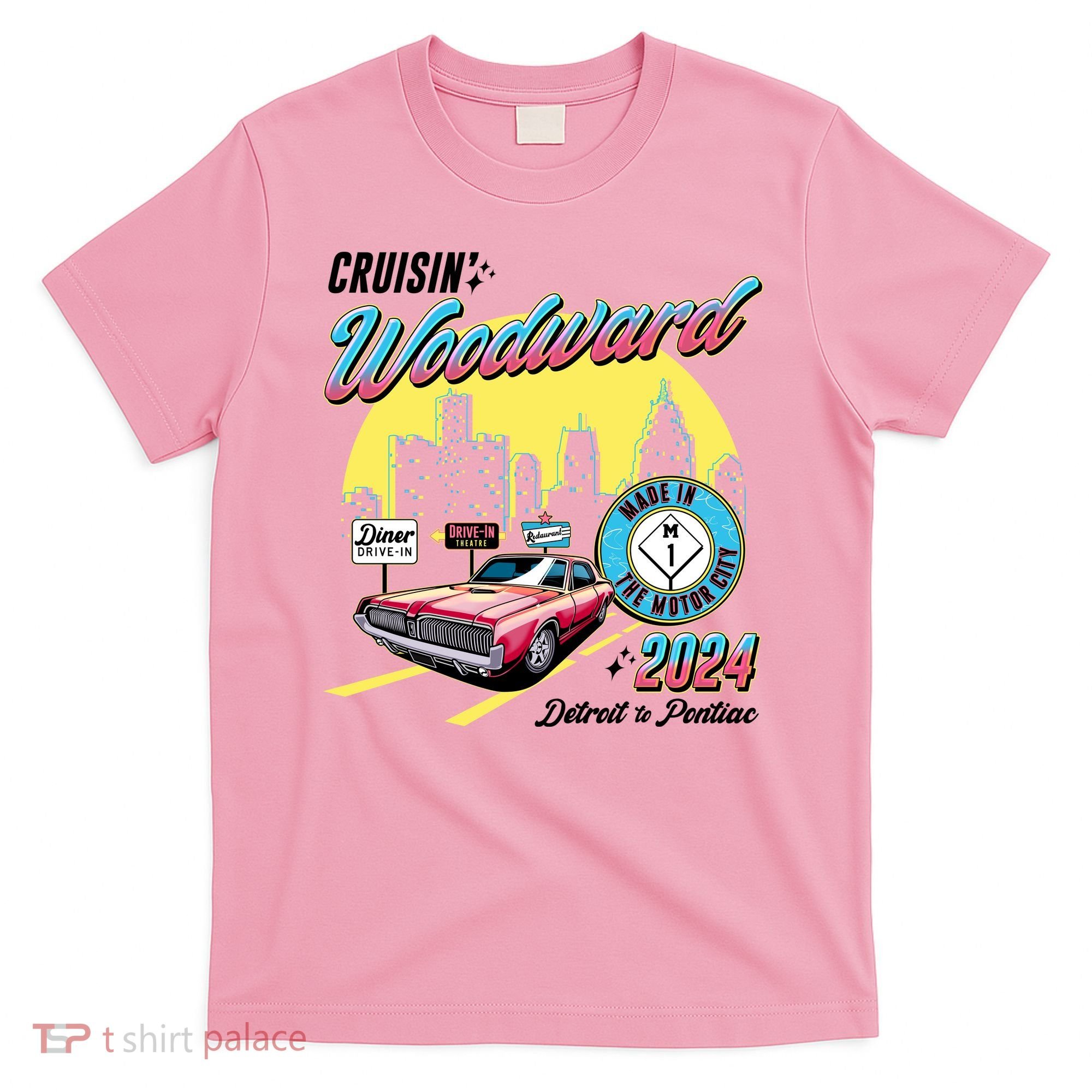 Cruisin Woodward Detroit To Pontiac 2024 Yellow Version T-Shirt