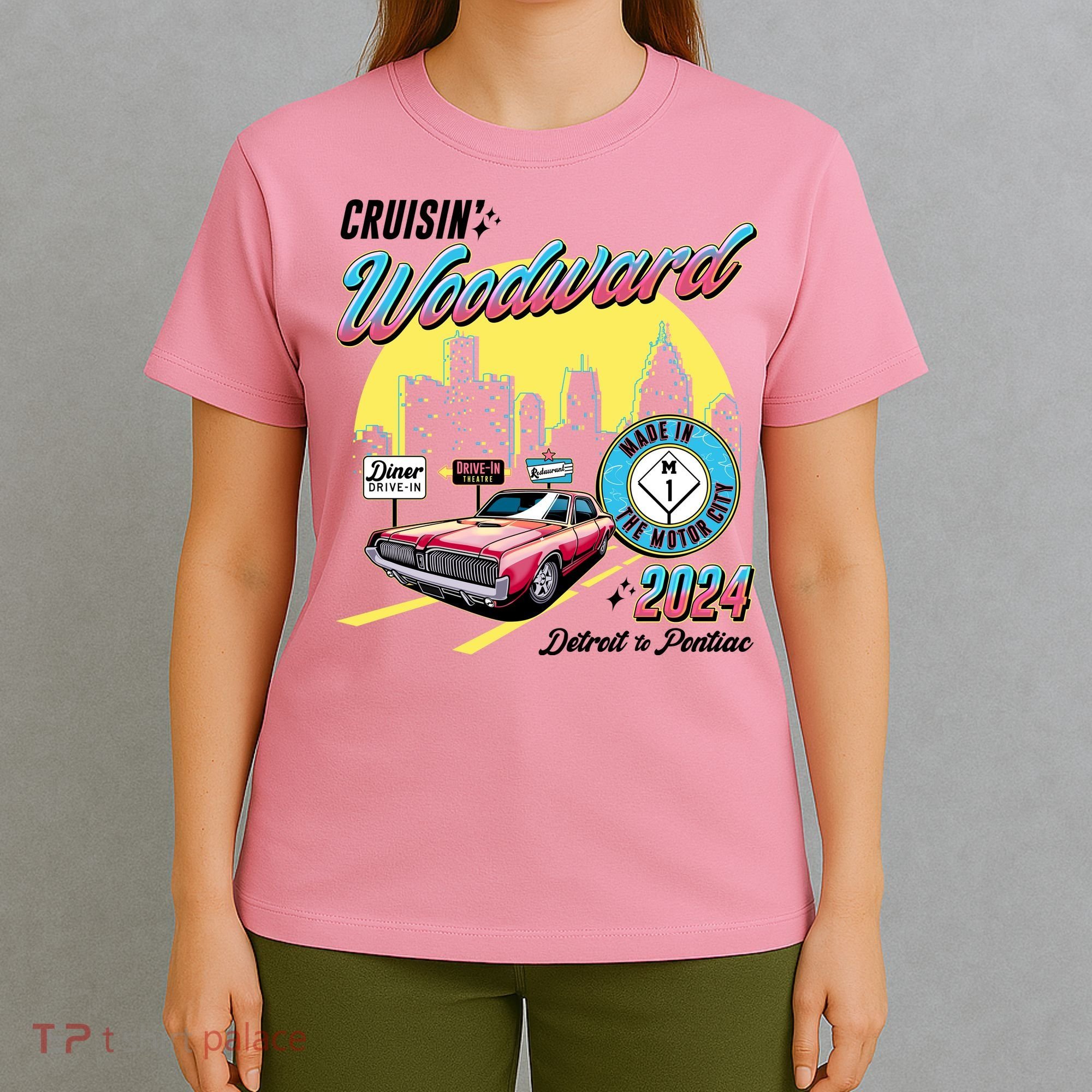 Cruisin Woodward Detroit To Pontiac 2024 Yellow Version T-Shirt