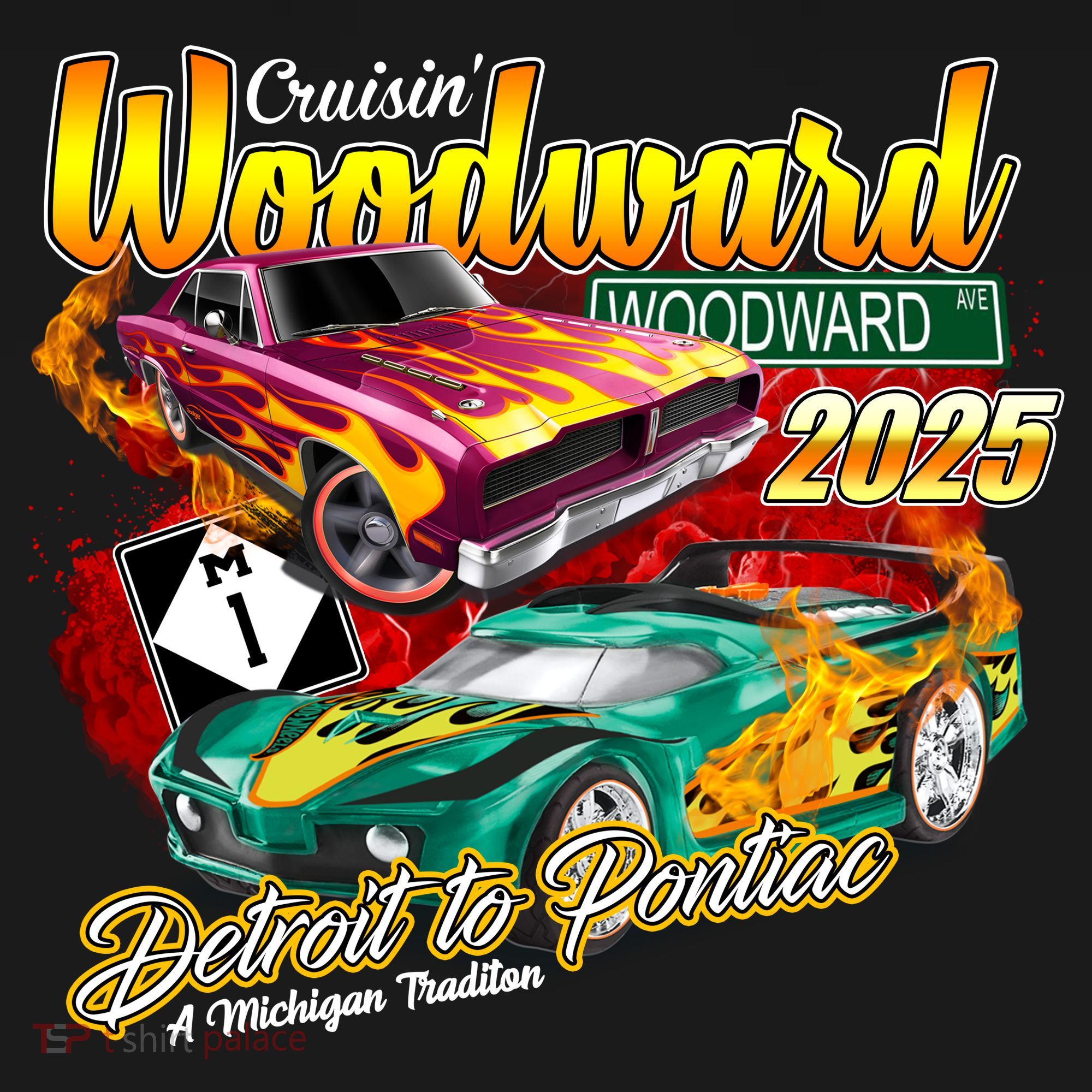 Cruisin Woodward Detroit To Pontiac 2025 T-Shirt