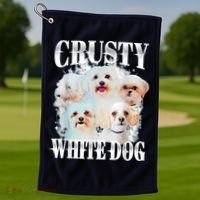 Crusty White Dog Funny For Women Golf Towel thumb 1