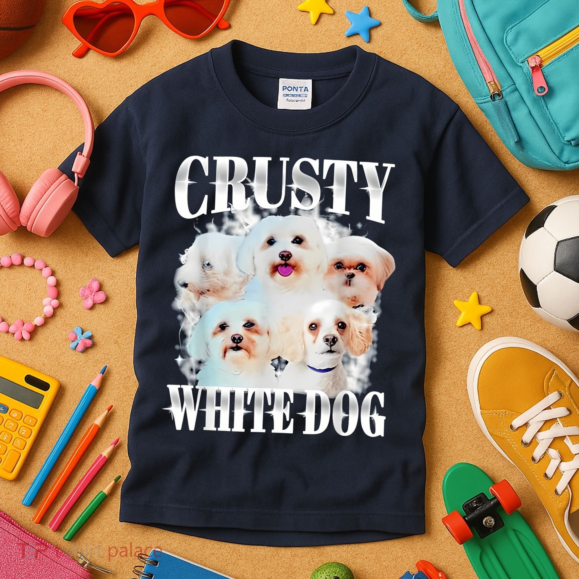 Crusty White Dog Funny For Women Kids T-Shirt