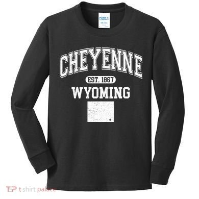 Cheyenne Wyoming Est 1867 Varsity Kids Long Sleeve Shirt