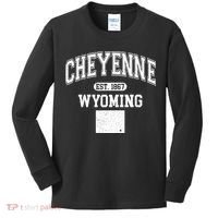 Cheyenne Wyoming Est 1867 Varsity Kids Long Sleeve Shirt thumb 0