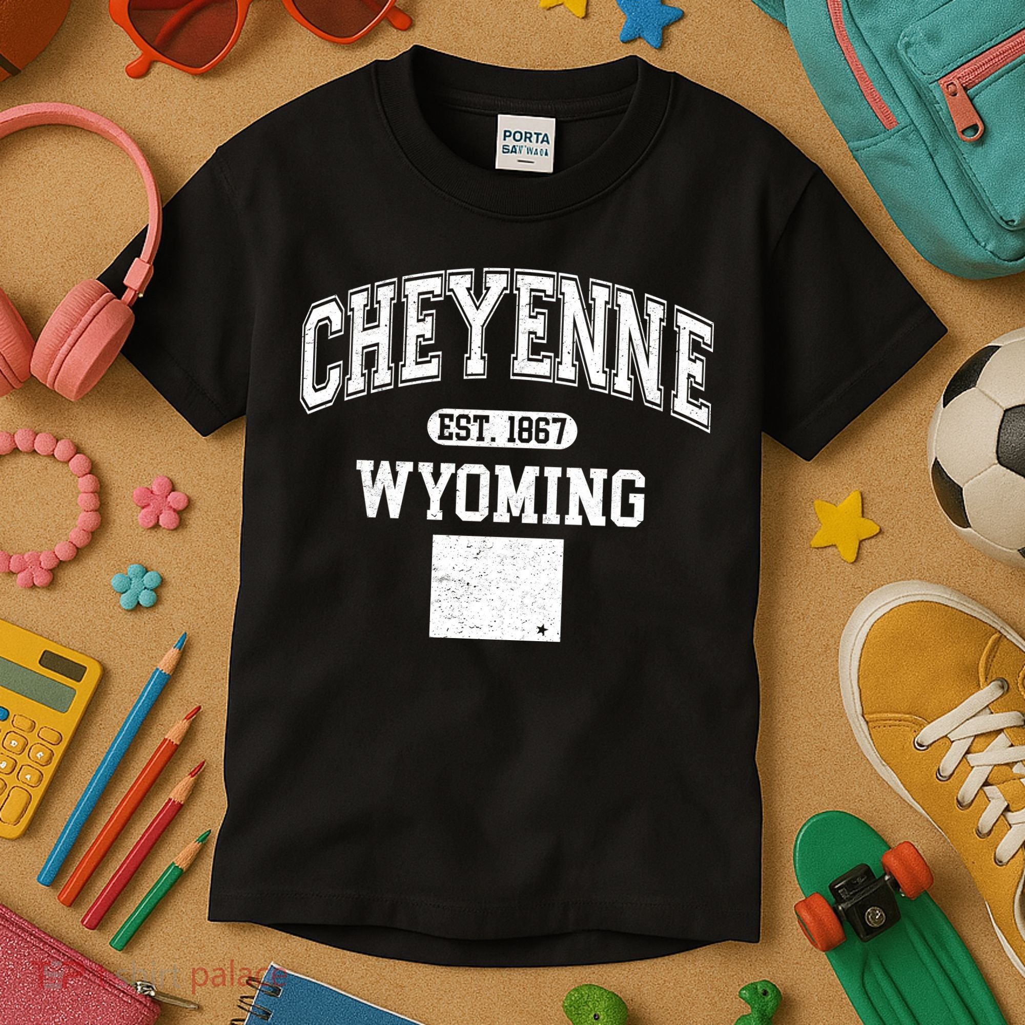 Cheyenne Wyoming Est 1867 Varsity Kids T-Shirt