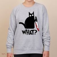 Cat What? Funny Black Cat Murderous Cat With Knife Women's Sweatshirt thumb 0