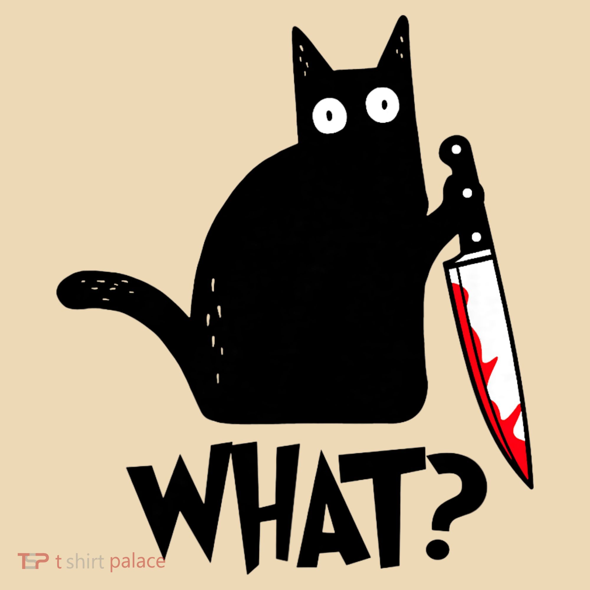 Cat What? Funny Black Cat Murderous Cat With Knife Tote Bag