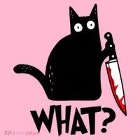 Cat What? Funny Black Cat Murderous Cat With Knife Coaster thumb 2