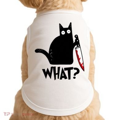Cat What? Funny Black Cat Murderous Cat With Knife Doggie Tank