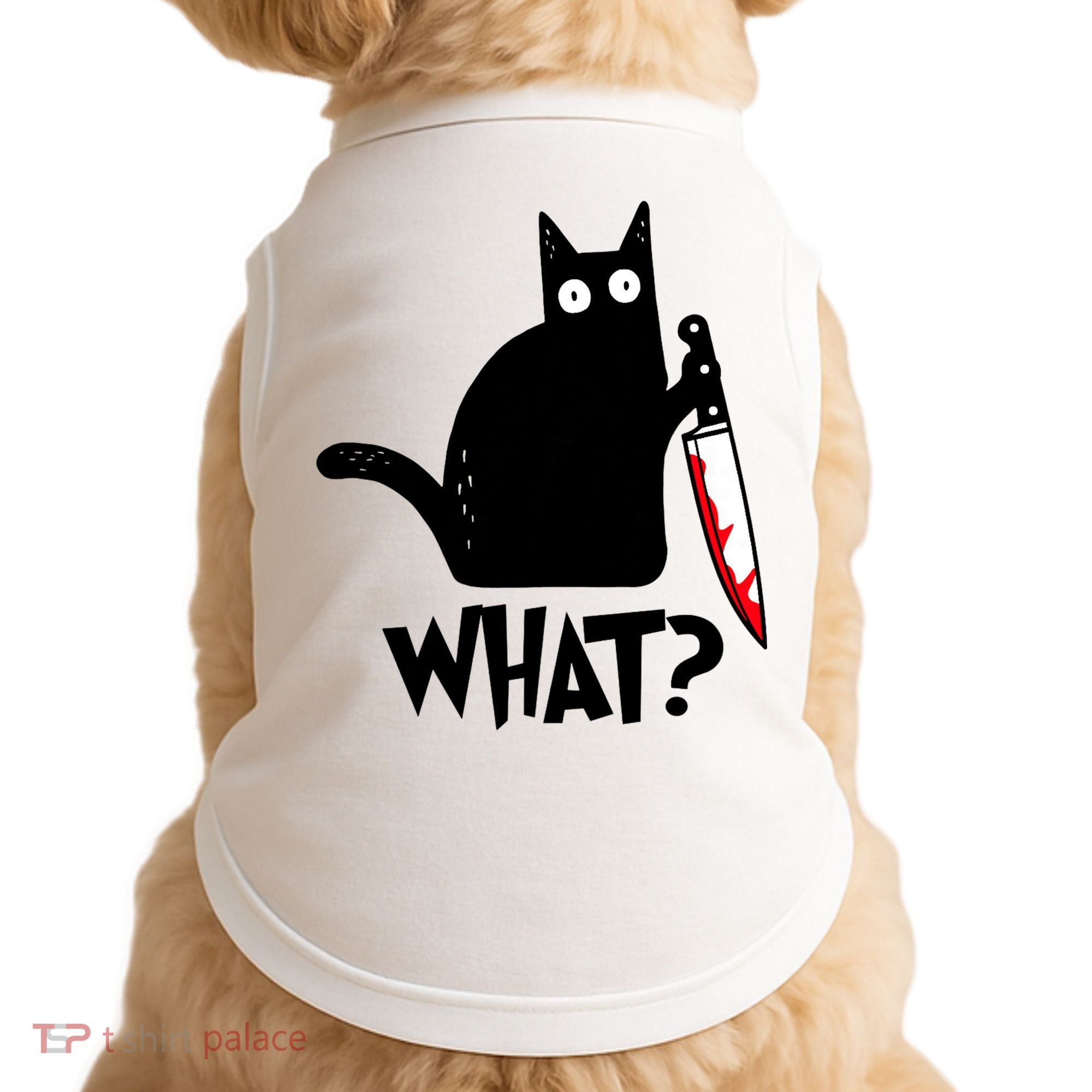 Cat What? Funny Black Cat Murderous Cat With Knife Doggie Tank