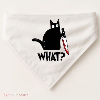 Cat What? Funny Black Cat Murderous Cat With Knife USA-Made Doggie Bandana