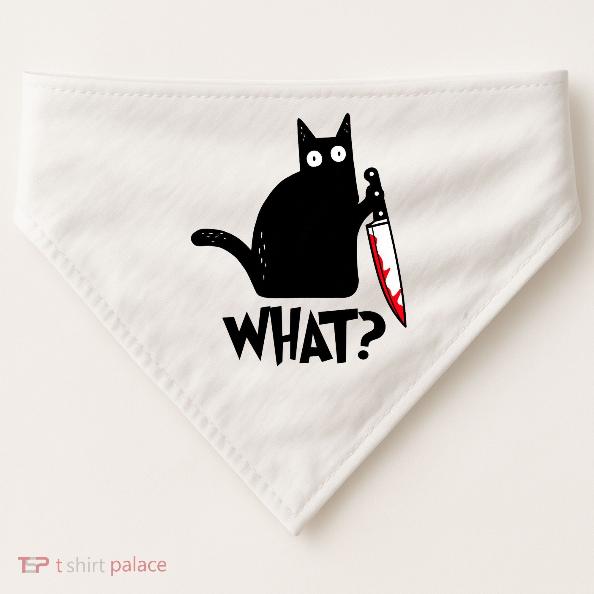 Cat What? Funny Black Cat Murderous Cat With Knife USA-Made Doggie Bandana