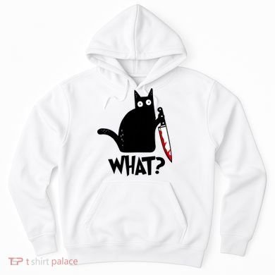 Cat What? Funny Black Cat Murderous Cat With Knife Hoodie