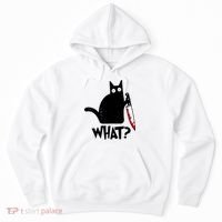 Cat What? Funny Black Cat Murderous Cat With Knife Hoodie thumb 0