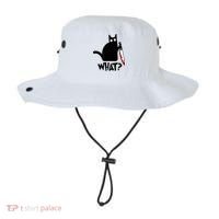Cat What? Funny Black Cat Murderous Cat With Knife Bucket Hat thumb 0