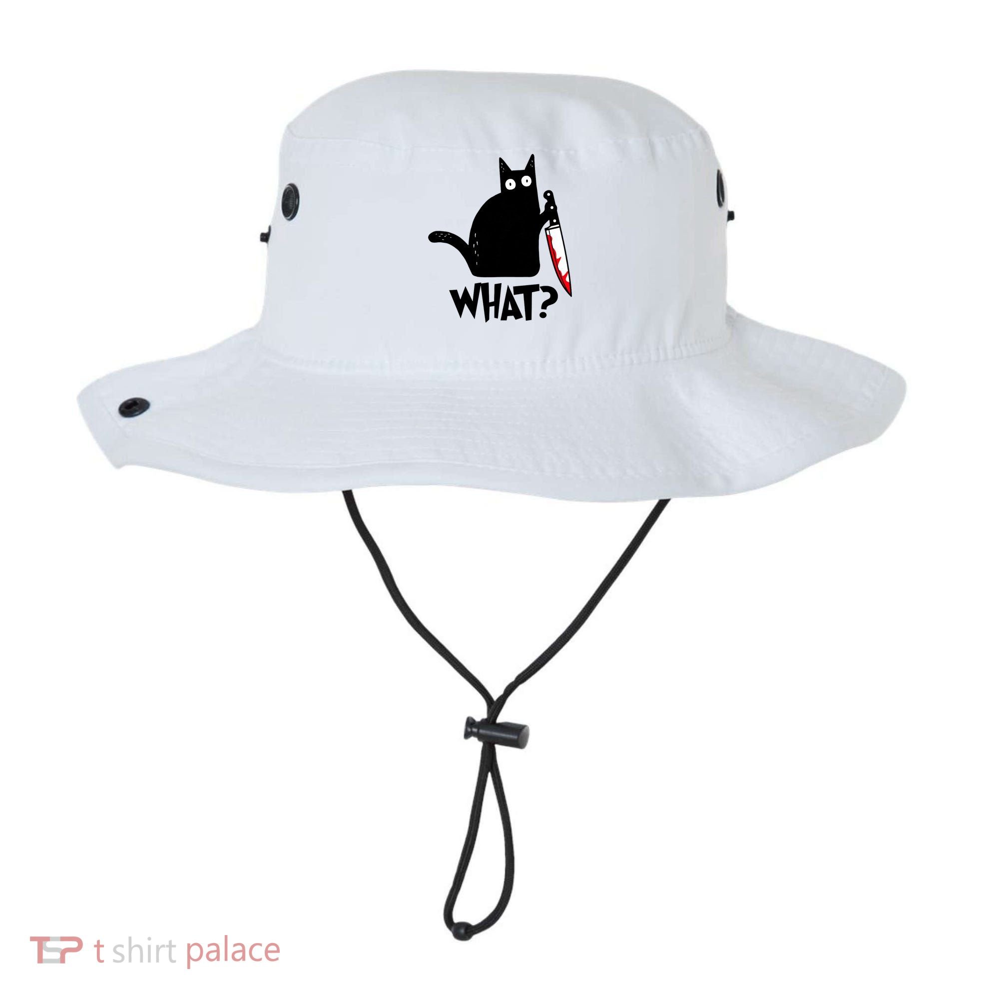 Cat What? Funny Black Cat Murderous Cat With Knife Bucket Hat