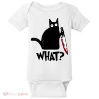Cat What? Funny Black Cat Murderous Cat With Knife Baby Bodysuit thumb 0