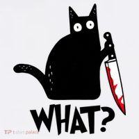 Cat What? Funny Black Cat Murderous Cat With Knife Kids Sweatshirt thumb 2
