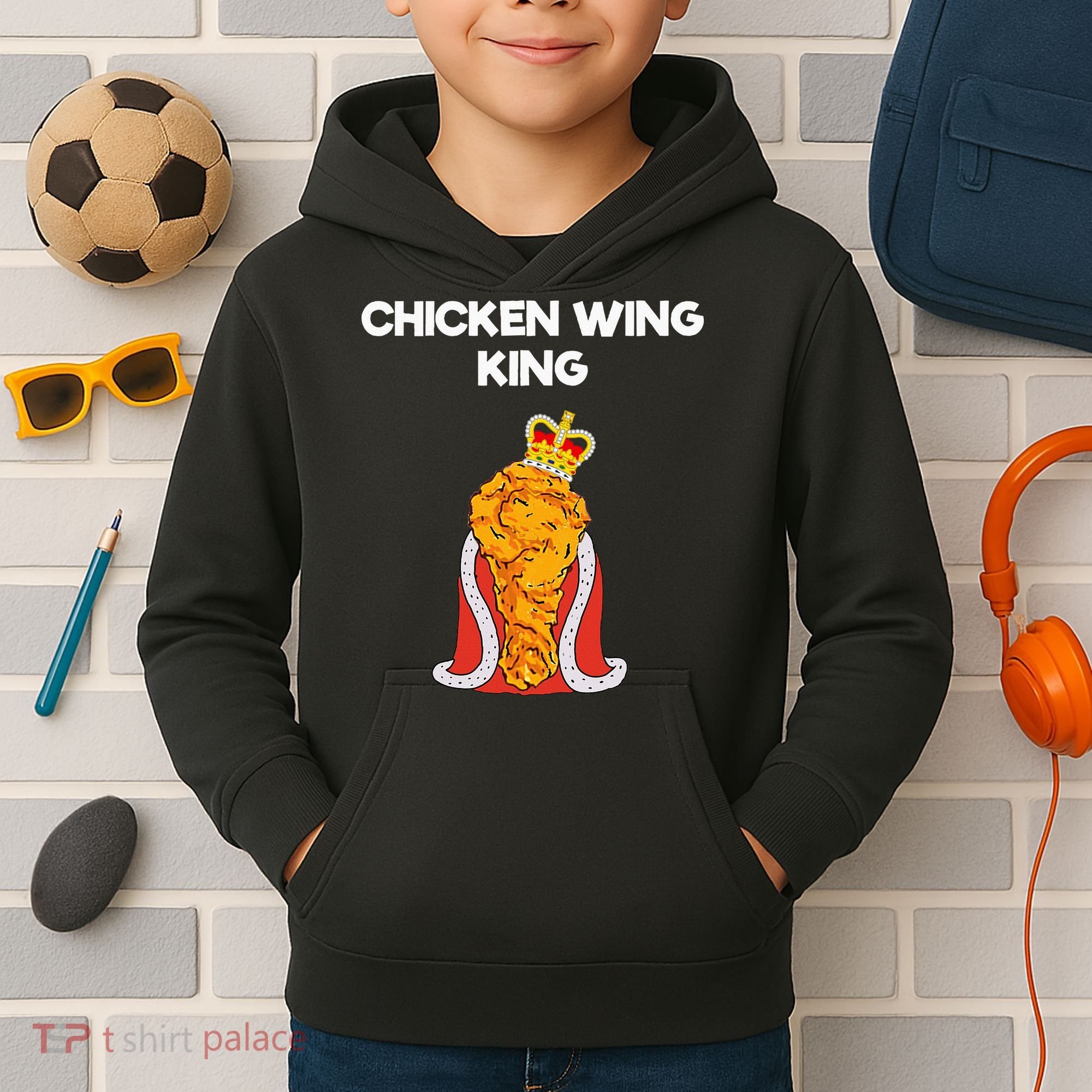 Chicken Wing Fan King Kids Hoodie