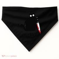 Cat What Funny Black Cat  Murderous Cat With Knife (1) USA-Made Doggie Bandana thumb 0
