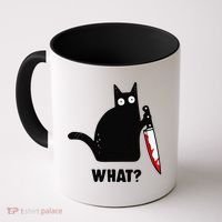 Cat What Funny Black Cat  Murderous Cat With Knife (1) Coffee Mug thumb 0