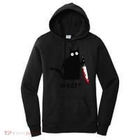 Cat What Funny Black Cat  Murderous Cat With Knife (1) Women's Hoodie thumb 0