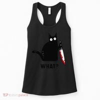 Cat What Funny Black Cat  Murderous Cat With Knife (1) Women's Tank Top thumb 0