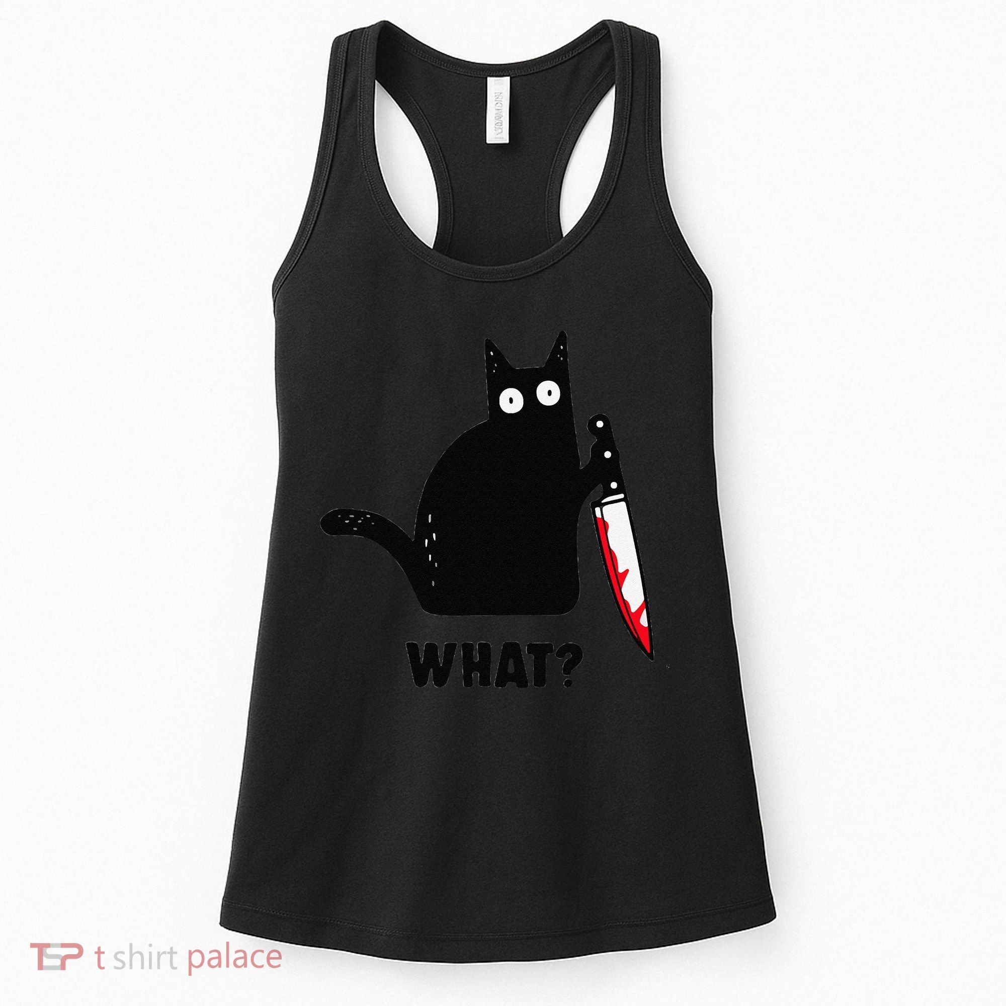 Cat What Funny Black Cat  Murderous Cat With Knife (1) Women's Tank Top