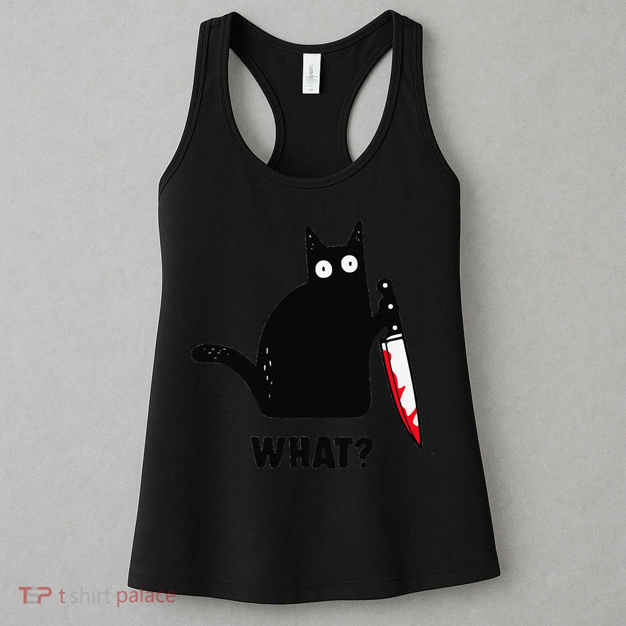 Cat What Funny Black Cat  Murderous Cat With Knife (1) Women's Tank Top