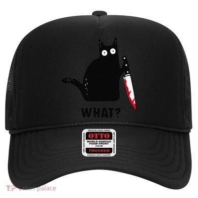 Cat What Funny Black Cat  Murderous Cat With Knife (1) Hat