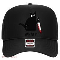 Cat What Funny Black Cat  Murderous Cat With Knife (1) Hat thumb 0