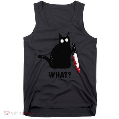 Cat What Funny Black Cat  Murderous Cat With Knife (1) Tank Top
