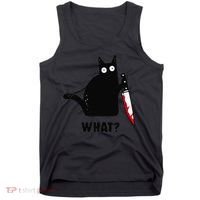Cat What Funny Black Cat  Murderous Cat With Knife (1) Tank Top thumb 0