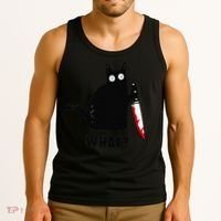 Cat What Funny Black Cat  Murderous Cat With Knife (1) Tank Top thumb 3