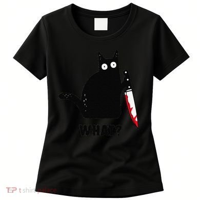 Cat What Funny Black Cat  Murderous Cat With Knife (1) Women's T-Shirt