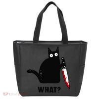 Cat What Funny Black Cat  Murderous Cat With Knife (1) Tote Bag thumb 0