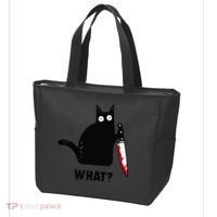 Cat What Funny Black Cat  Murderous Cat With Knife (1) Tote Bag thumb 3