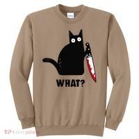 Cat What Funny Black Cat  Murderous Cat With Knife (1) Sweatshirt thumb 0