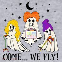 Come We Fly Funny PT SLP OT Nurse Ghost Nursing Halloween Women's Sweatshirt thumb 2